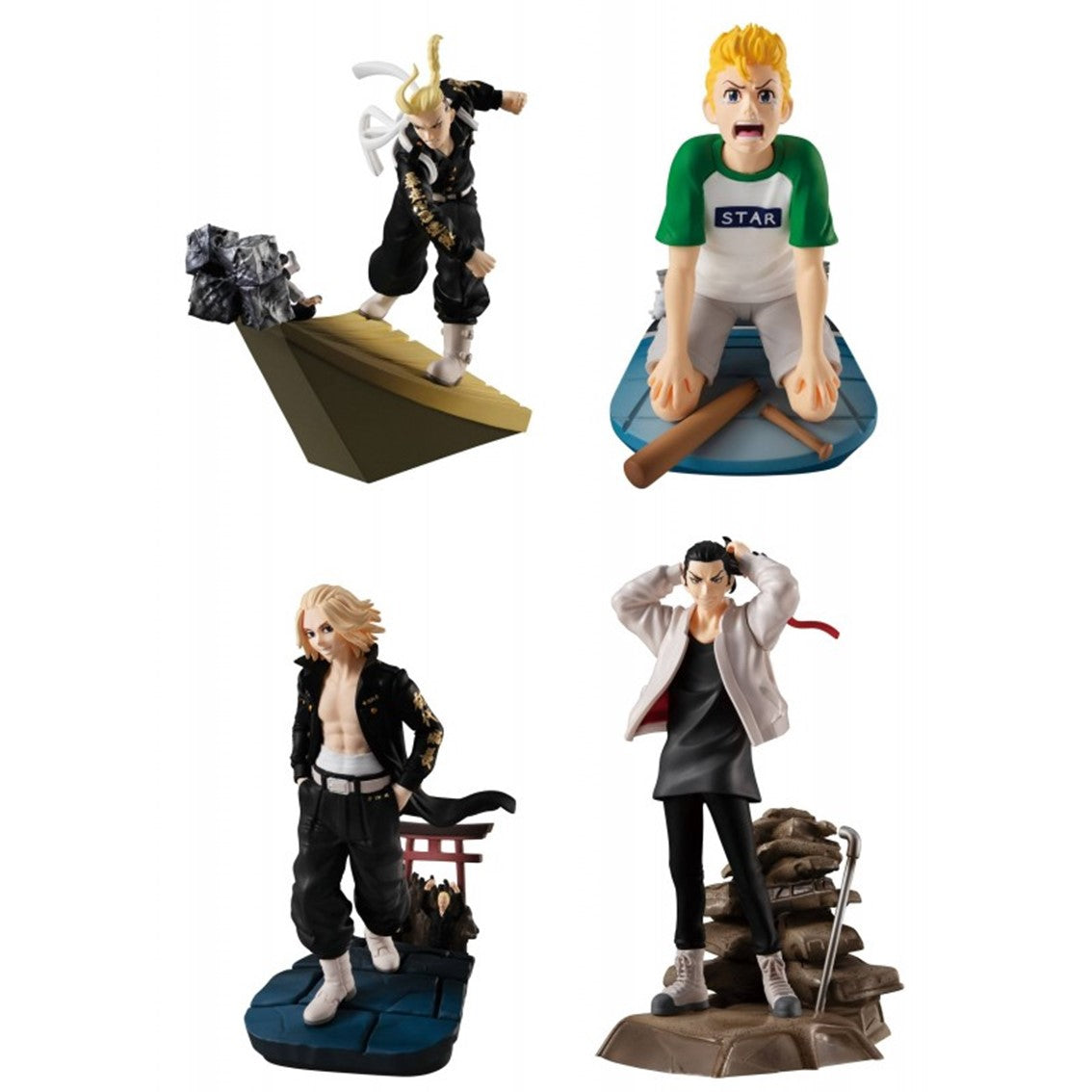 Set figuras megahouse petitrama series tokyo revengers toman heroic scenes