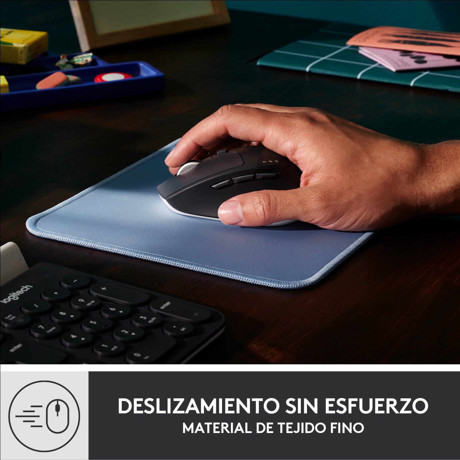 Alfombrilla logitech desk mat -  studio series gris azulado