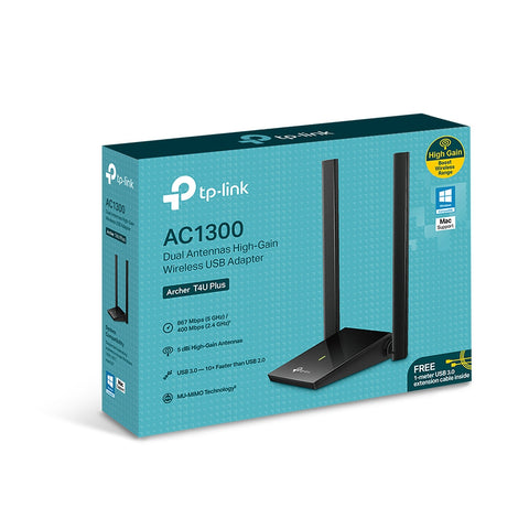 Adaptador usb inalambrico tp - link archer t4u plus ac1300 antenas duales