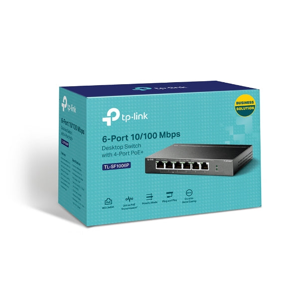 Switch 6 puertos tp - link tl - sf1006p 10 - 100 4 puertos poe+