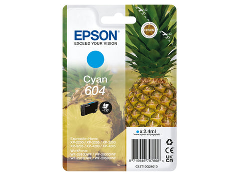 Cartucho epson 604 cian c13t10g24010 xp2200 wf - 2910 piña