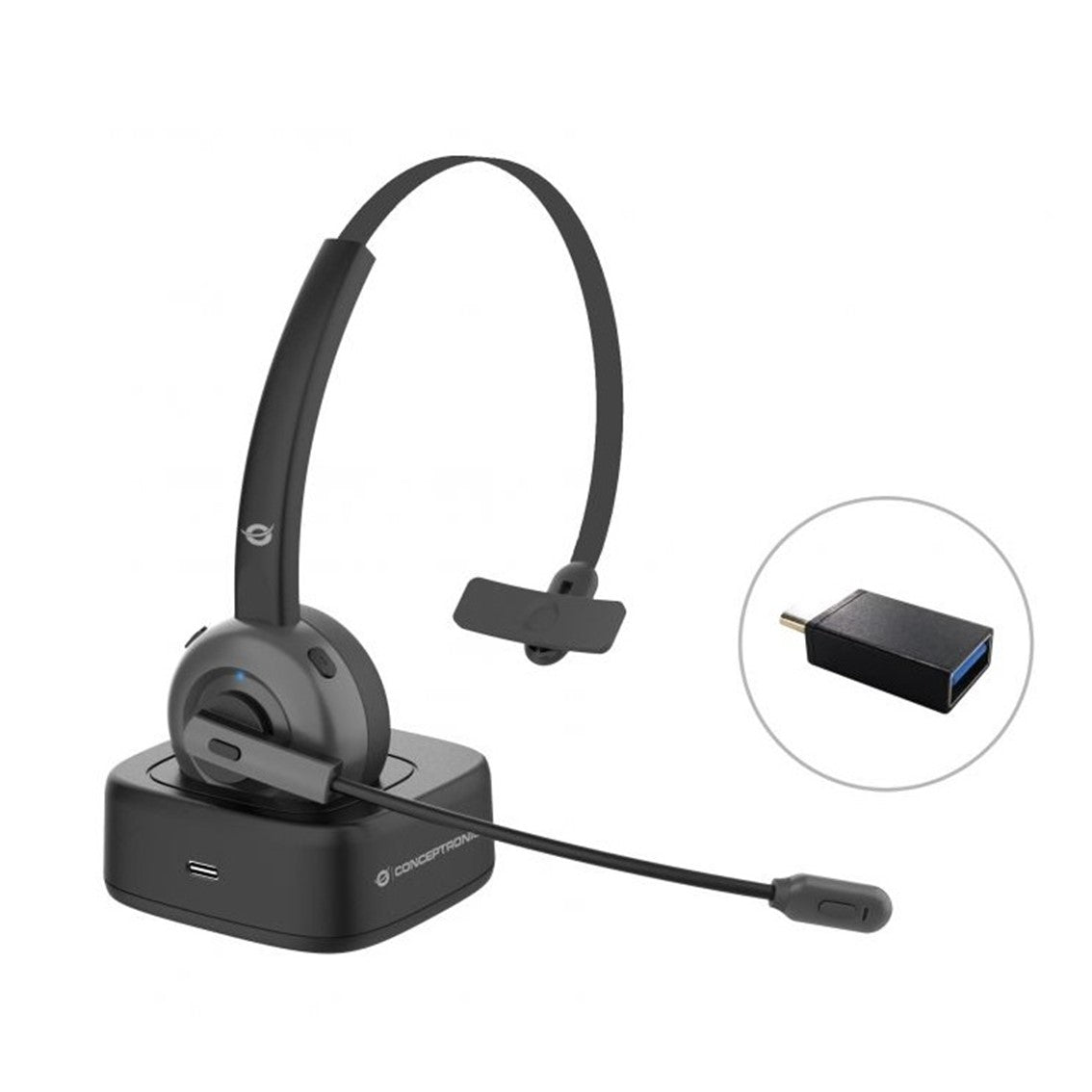 Auricular conceptronic bluetooth polona03bd con base de carga headset mono