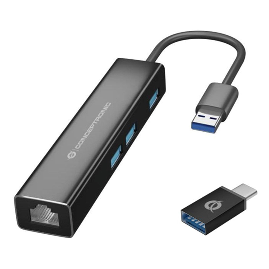 Adaptador conceptronic usb a gigabit ethernet rj45 -   con hub usb 3.0 - 3 puertos - adaptador usb - c