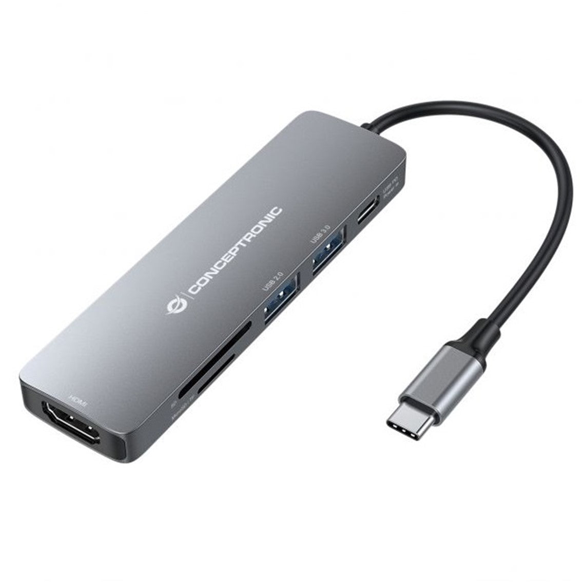 Adaptador usb - c 6en1 conceptronic donn11 -  hdmi usb 3.0 - lector sd