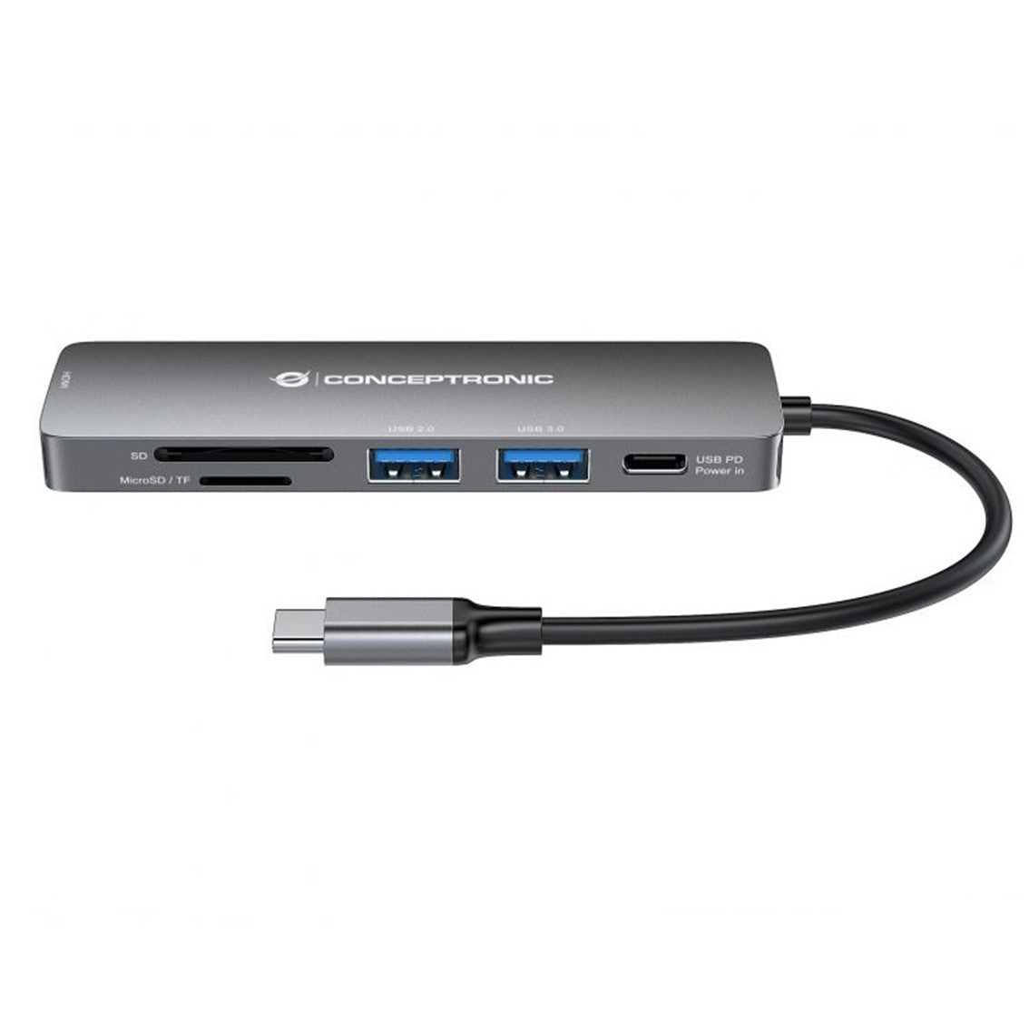 Adaptador usb - c 6en1 conceptronic donn11 -  hdmi usb 3.0 - lector sd