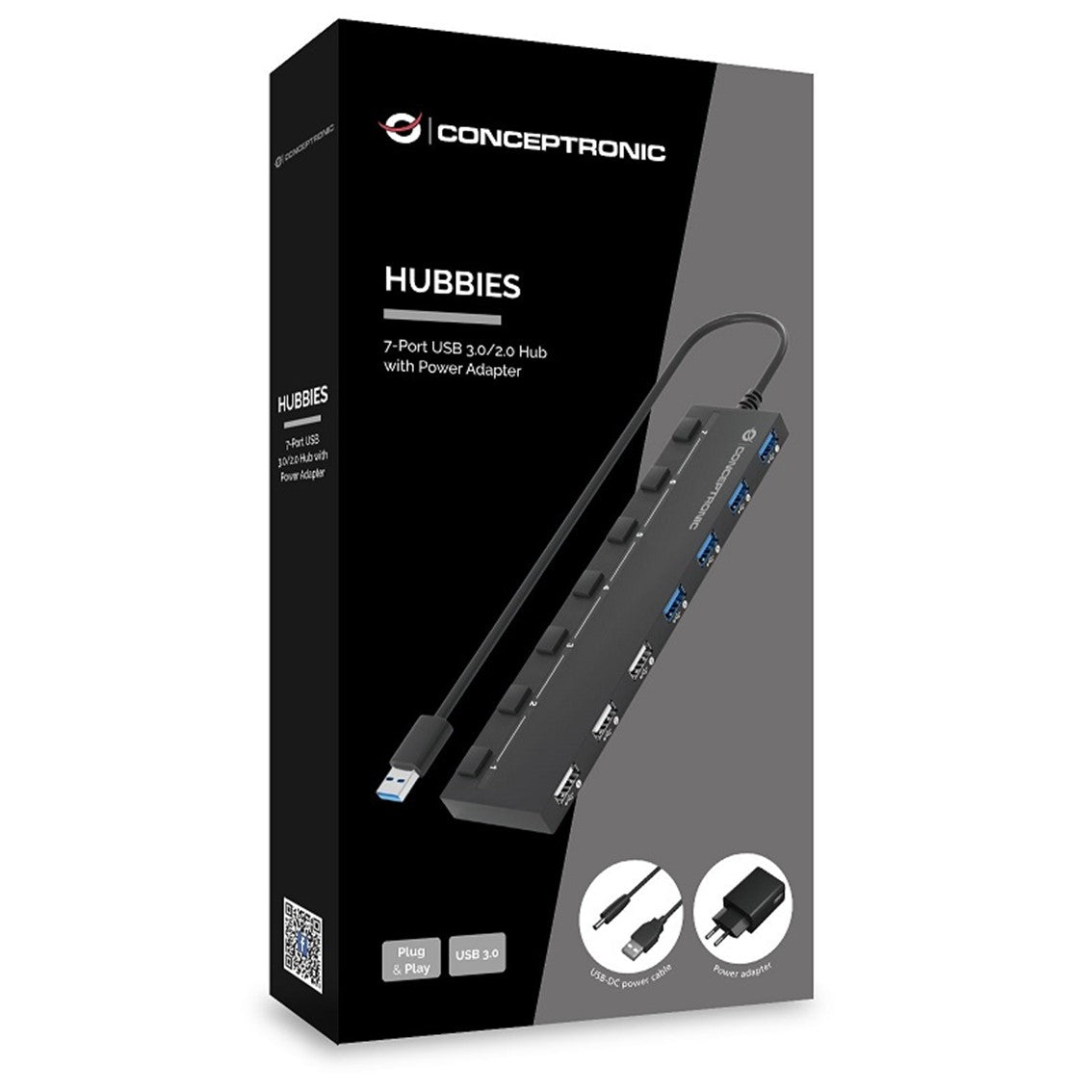 Hub usb 2.0 - 3.0 conceptronic hubbies09 4 puertos 3.0 3 puertos 2.0 con interruptores con alimentador