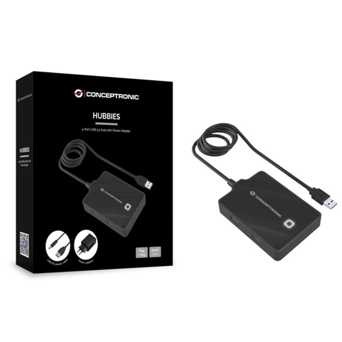 Hub usb 3.0 conceptronic hubbies11b 4 puertos y cable de 90cm con alimentador