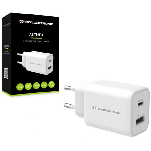 Cargador conceptronic carga rapida pd 1 puerto usb - a althea - 33w - blanco