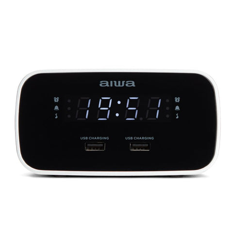 Radio reloj despertador aiwa cru - 19 1.5w rms 2 x usb negra