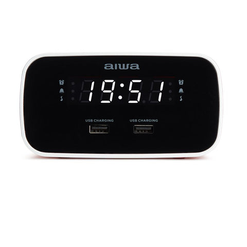 Radio reloj despertador aiwa cru - 19 1.5w rms 2 x usb rojo