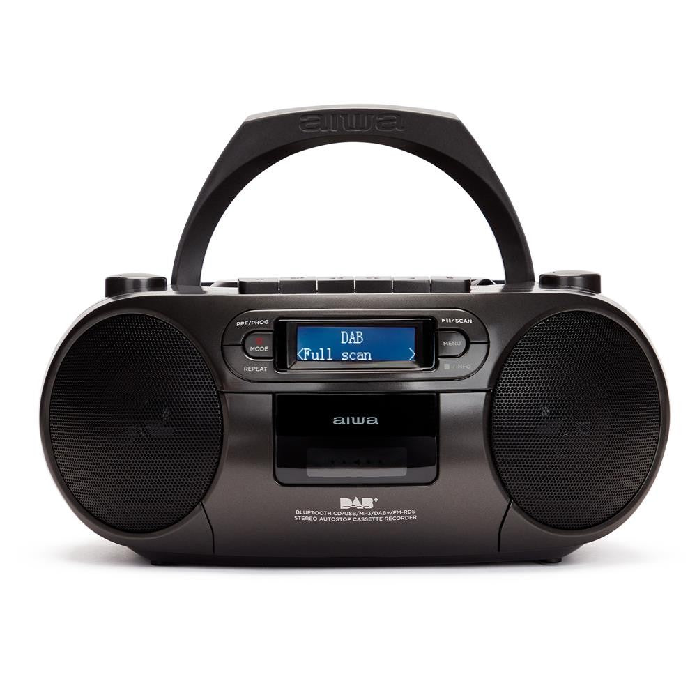 Radio cd - cassette portatil aiwa bbtc - 660 4w rms usb bluetooth negro