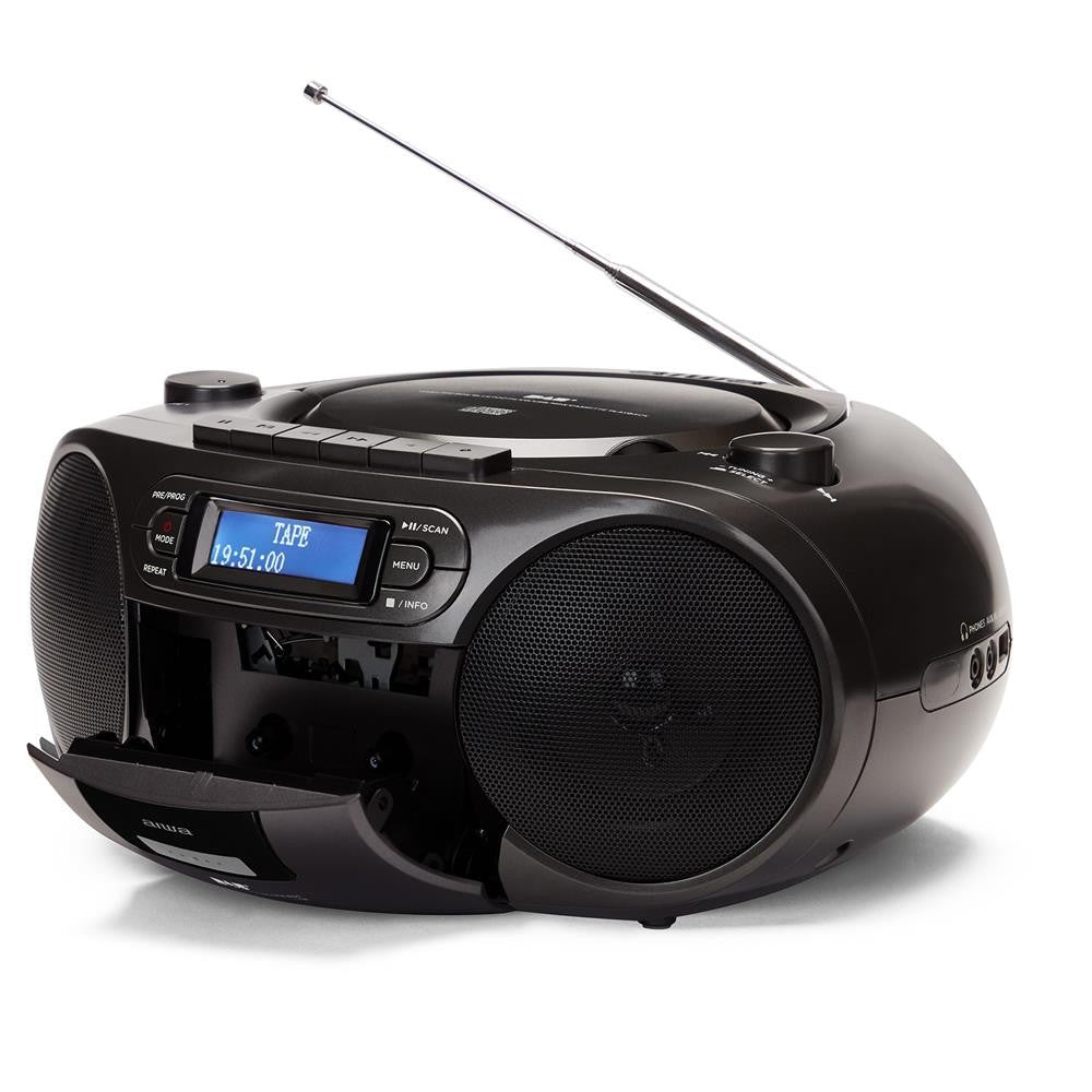 Radio cd - cassette portatil aiwa bbtc - 660 4w rms usb bluetooth negro