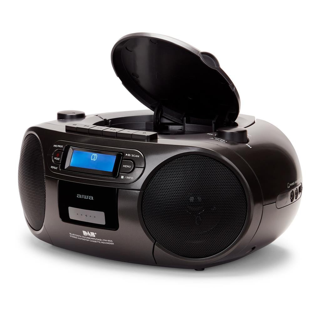 Radio cd - cassette portatil aiwa bbtc - 660 4w rms usb bluetooth negro