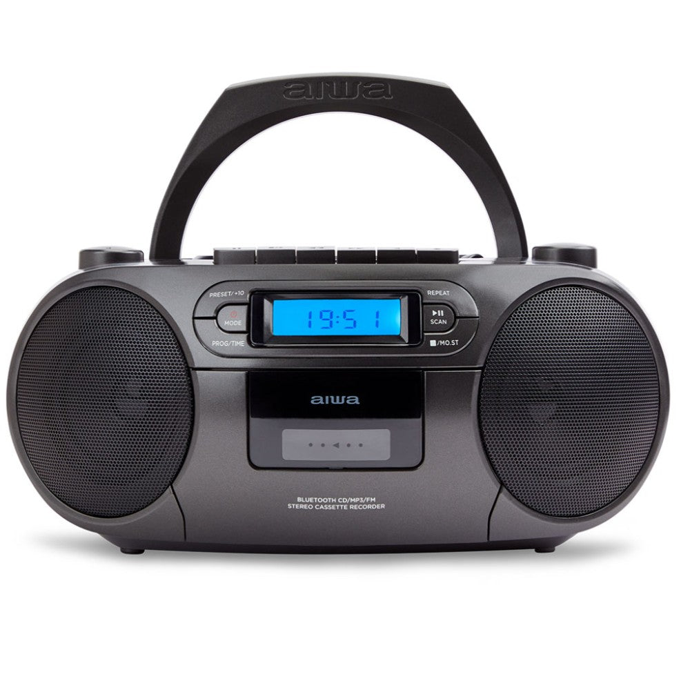 Radio cd - cassette portatil aiwa bbtc - 550 6w rms usb bluetooth negro