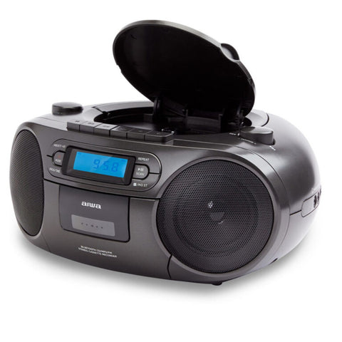 Radio cd - cassette portatil aiwa bbtc - 550 6w rms usb bluetooth negro