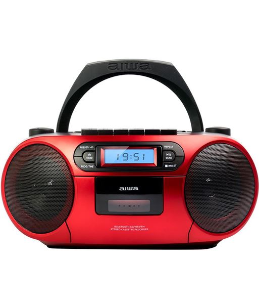 Radio cd - cassette portatil aiwa bbtc - 550 6w rms usb bluetooth rojo