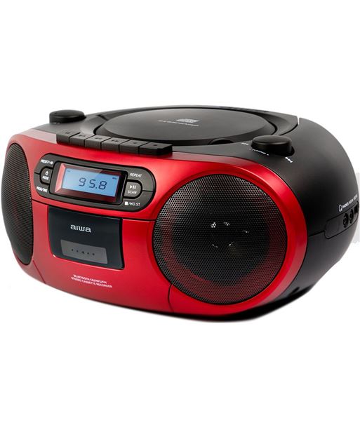 Radio cd - cassette portatil aiwa bbtc - 550 6w rms usb bluetooth rojo