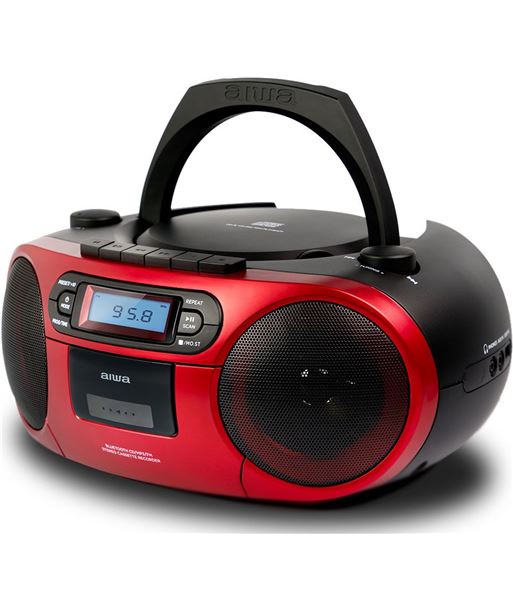 Radio cd - cassette portatil aiwa bbtc - 550 6w rms usb bluetooth rojo