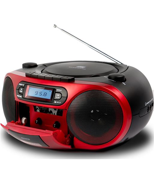 Radio cd - cassette portatil aiwa bbtc - 550 6w rms usb bluetooth rojo