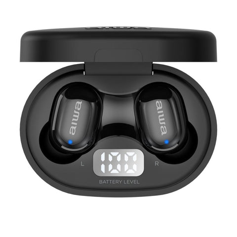 Auriculares inalambricos aiwa ebtw - 150 bluetooth negro + estuche de carga