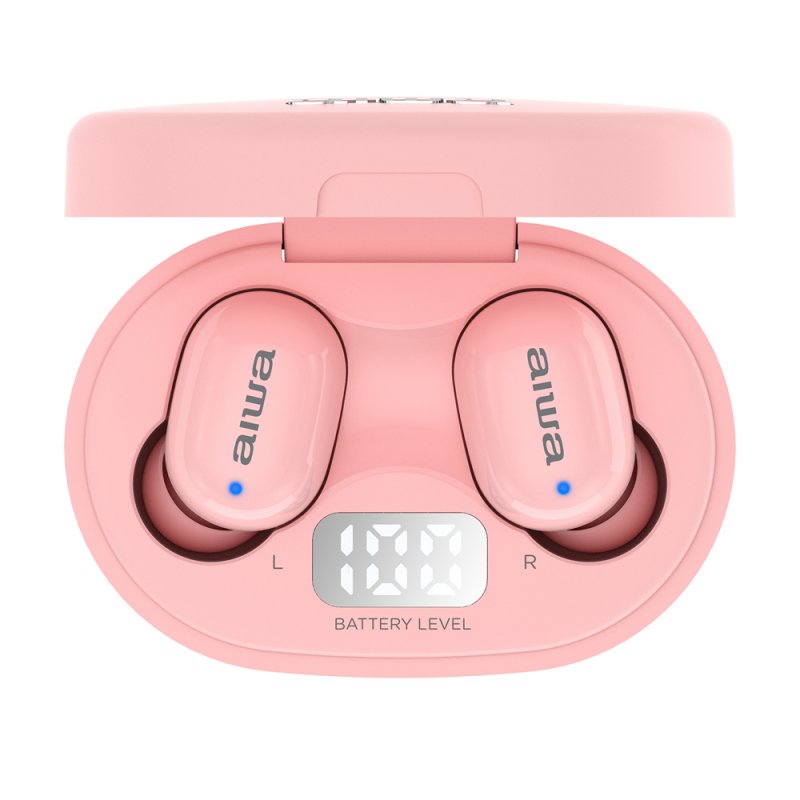 Auriculares inalambricos aiwa ebtw - 150 bluetooth rosa + estuche de carga