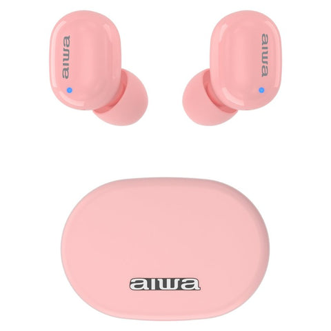 Auriculares inalambricos aiwa ebtw - 150 bluetooth rosa + estuche de carga