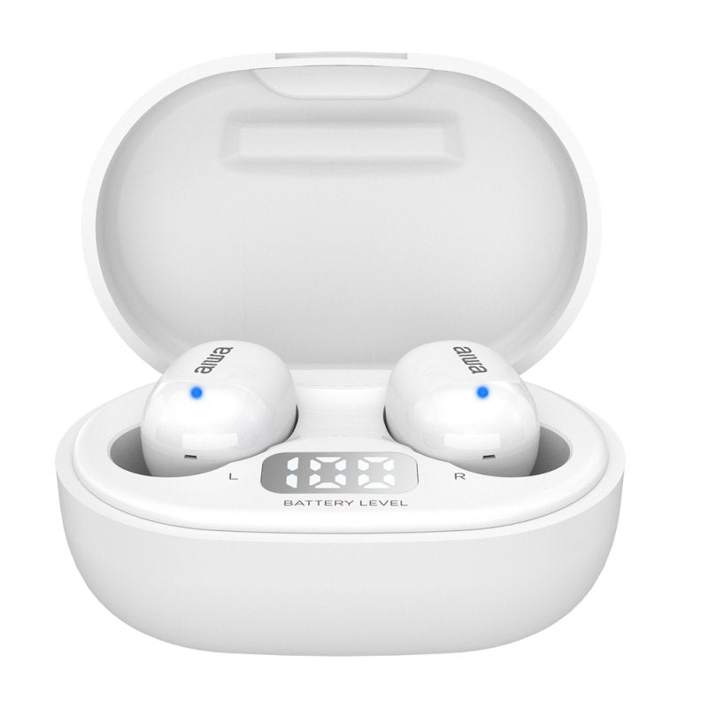 Auriculares inalambricos aiwa ebtw - 150 bluetooth blanco + estuche de carga