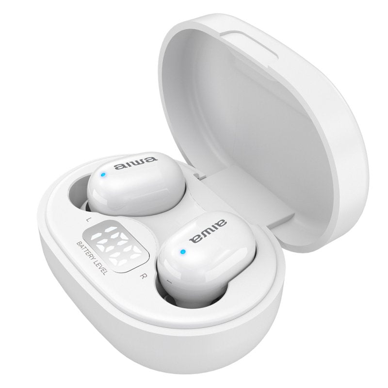 Auriculares inalambricos aiwa ebtw - 150 bluetooth blanco + estuche de carga