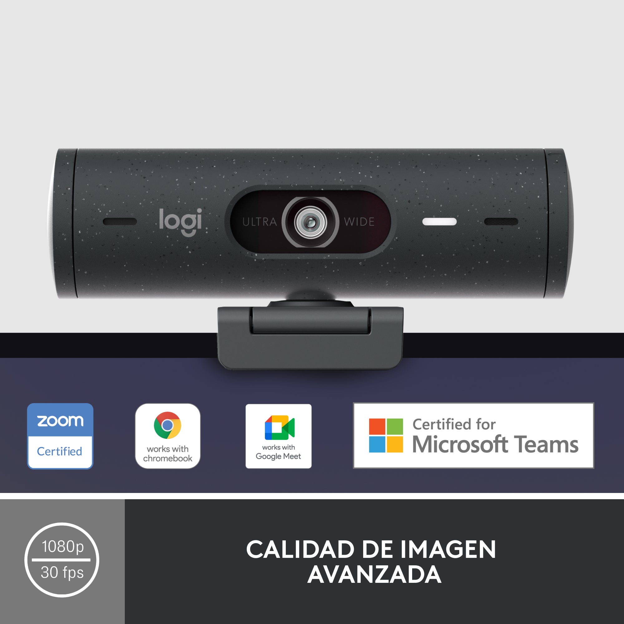 Webcam logitech brio 500 grafito full hd -  usb tipo c