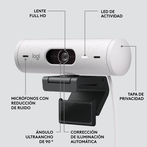 Webcam logitech brio 500 blanco crudo full hd -  usb tipo c