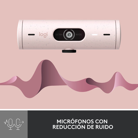 Webcam logitech brio 500 rosa full hd -  usb tipo c