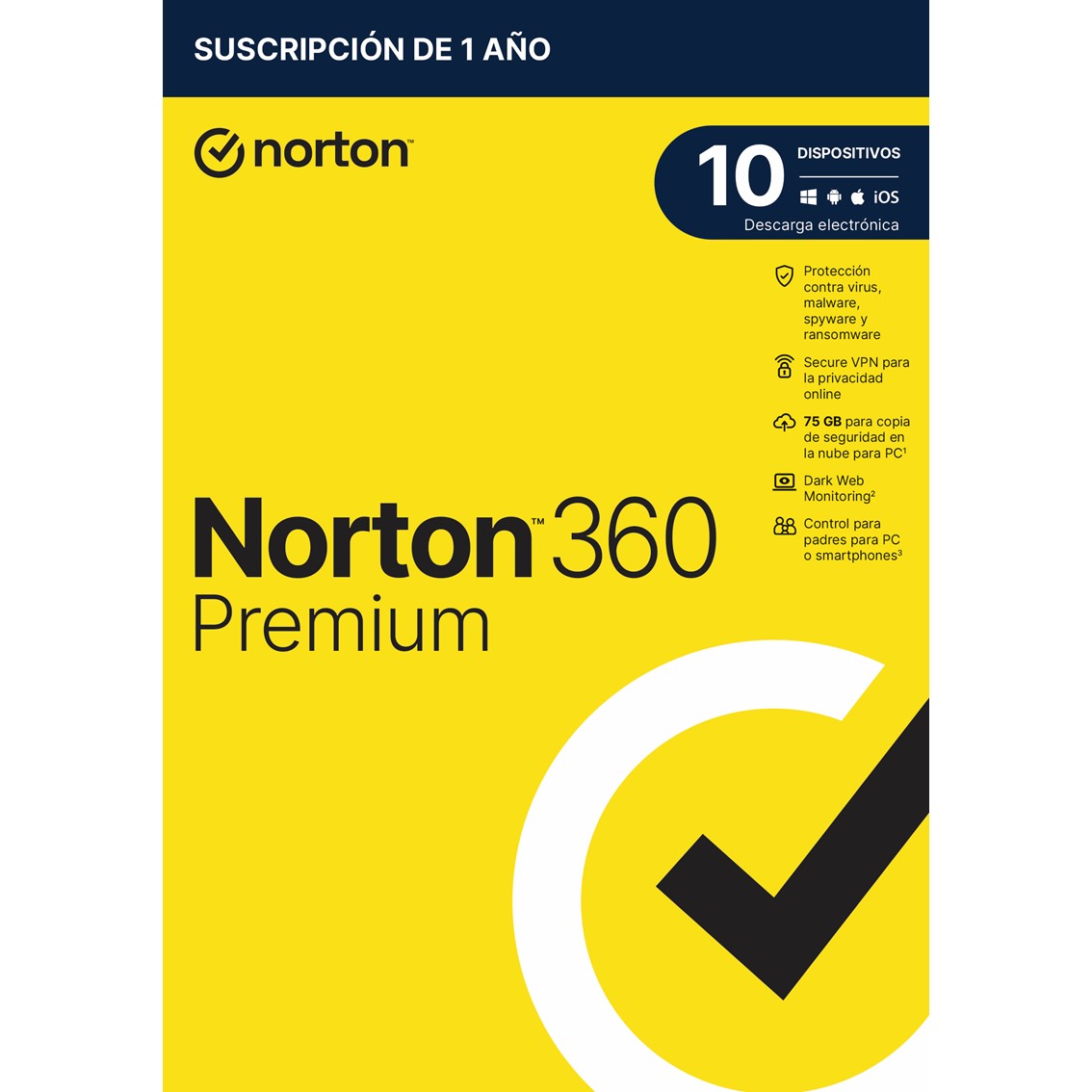 Antivirus norton 360 premium 75gb español 1 usuario 10 dispositivos 1 año caja generic rsp mm gum