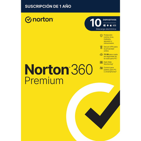Antivirus norton 360 premium 75gb español 1 usuario 10 dispositivos 1 año caja generic rsp mm gum