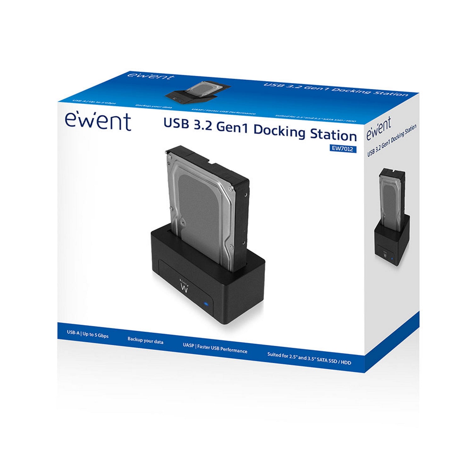 Estacion de acoplamiento ewent ew7012 para unidad de disco duro y de estado solido sata 2.5pulgadas y 3.5pulgadas -  usb 3.0