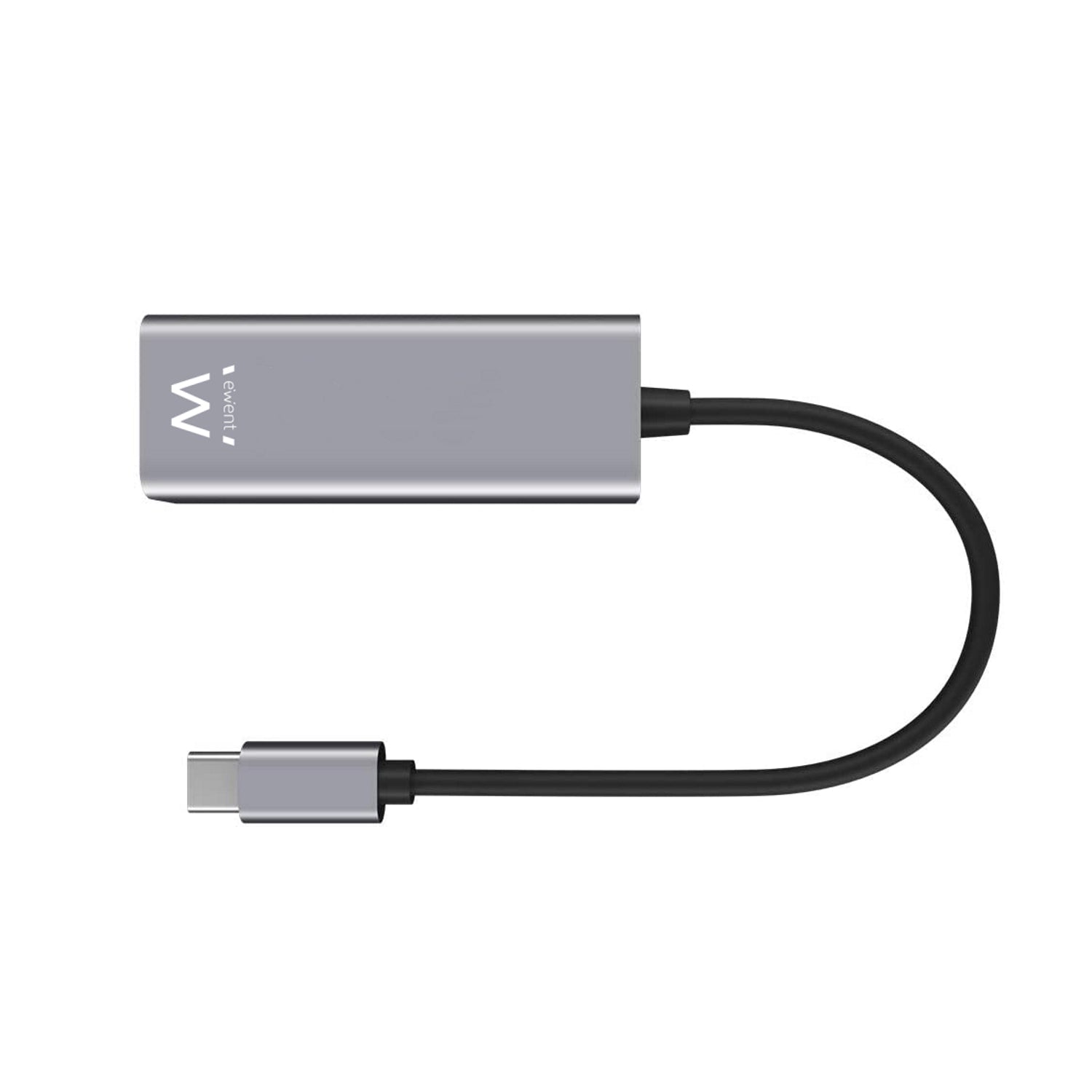 Adaptador de red ewent usb tipo c macho a rj45 hembra gris