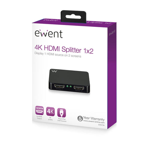 Splitter 4k hdmi 1 x 2 ewent ew3720