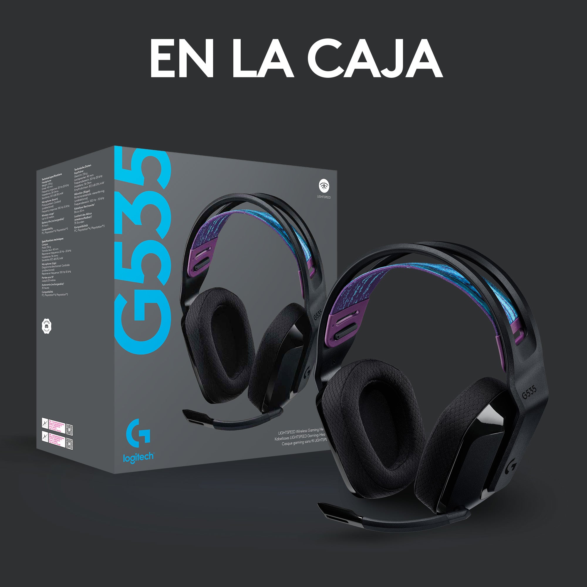 Auriculares con microfono logitech g g535 gaming wireless inalambrico negro