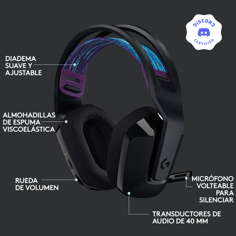 Auriculares con microfono logitech g g535 gaming wireless inalambrico negro