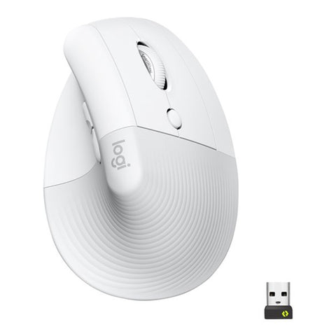 Mouse raton vertical logitech lift for business 6 botones 4000 dpi wireless inalambrico blanco hueso