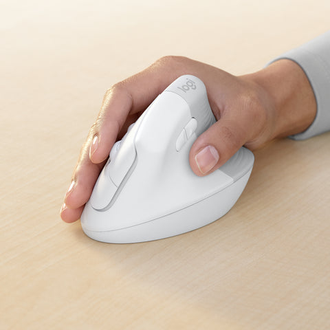 Mouse raton vertical logitech lift for business 6 botones 4000 dpi wireless inalambrico blanco hueso