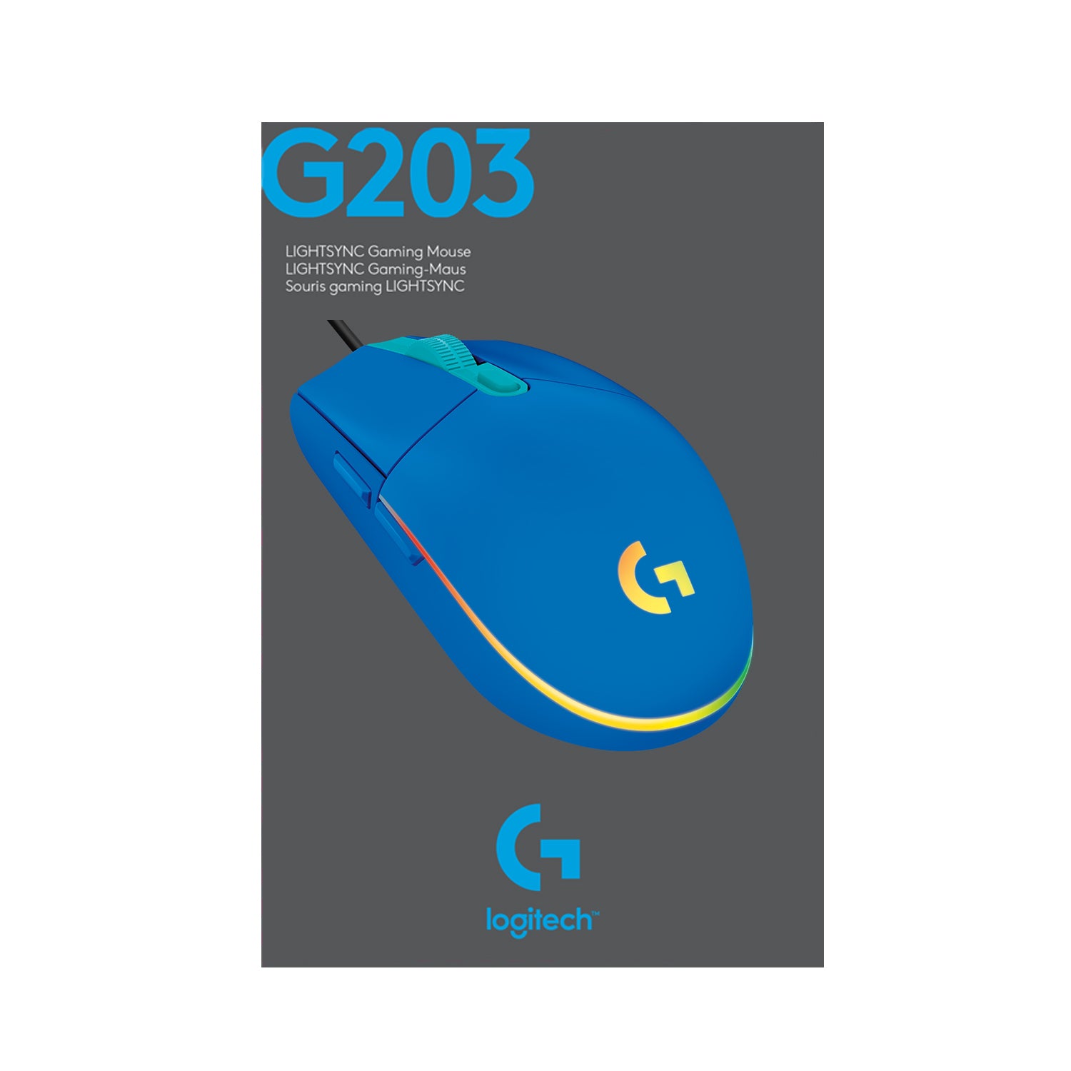 Mouse raton logitech g203 lightsync azul gaming 8.000 dpi 6 botones