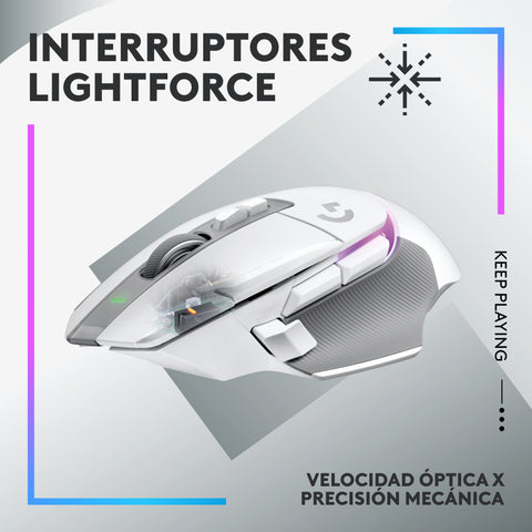 Mouse raton logitech g g502 x plus lightspeed gaming optico wireless inalambrico 25600ppp blanco