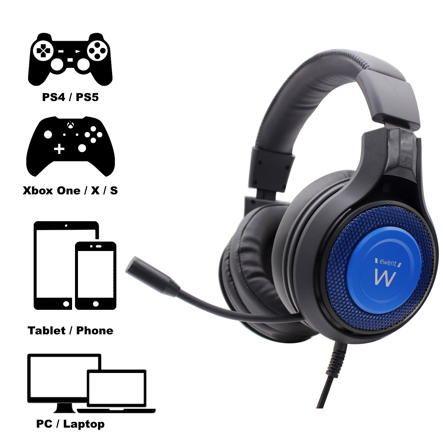 Auriculares para gaming ewent pl3322 con microfono pc & consola