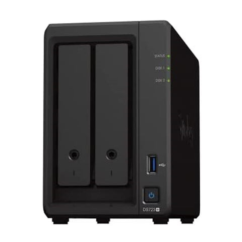 Servidor nas synology disk station ds723+ 2bay 2.6 ghz dc 2gb ddr4 2x gbe 1x usb3.2 gen i 1x esata