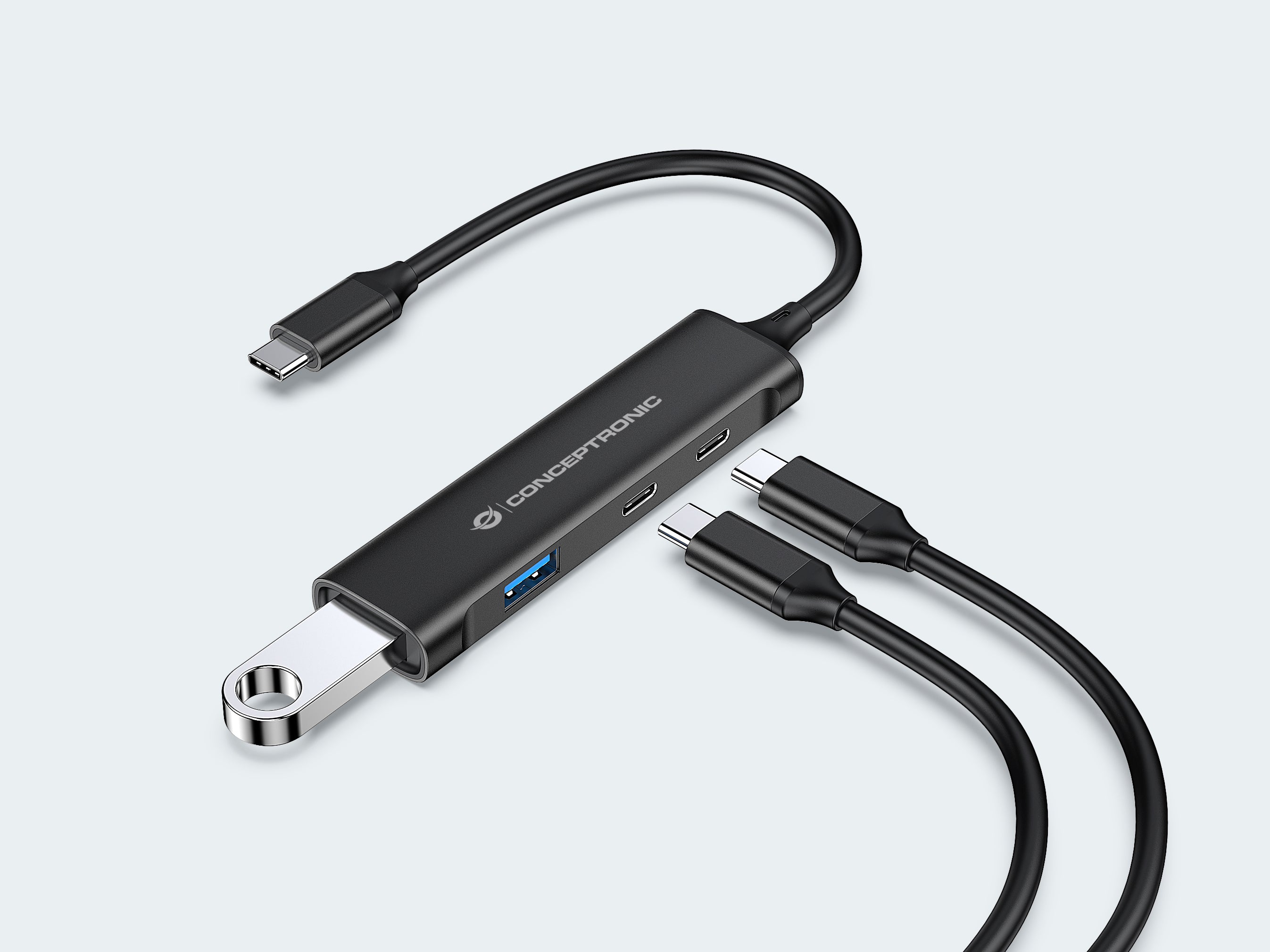 Hub usb tipo c conceptronic hubbies12b 4 puertos usb 3.2 2 puertos usb tipo c