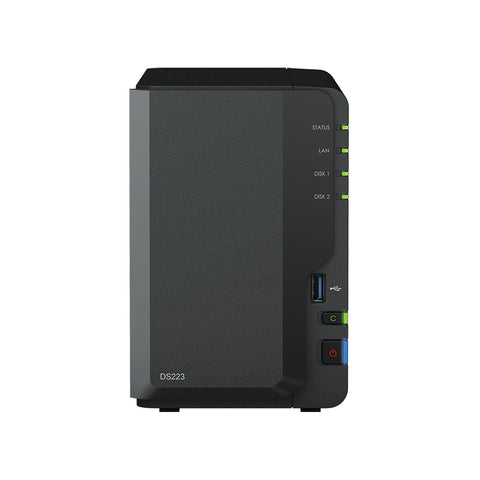 Servidor nas synology disk station ds223 2bay 1.7 ghz qc 2gb ddr 4 1 x gbe 3x usb 3.2