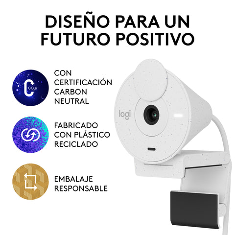 Webcam logitech brio 300 blanco crudo full hd -  usb tipo c