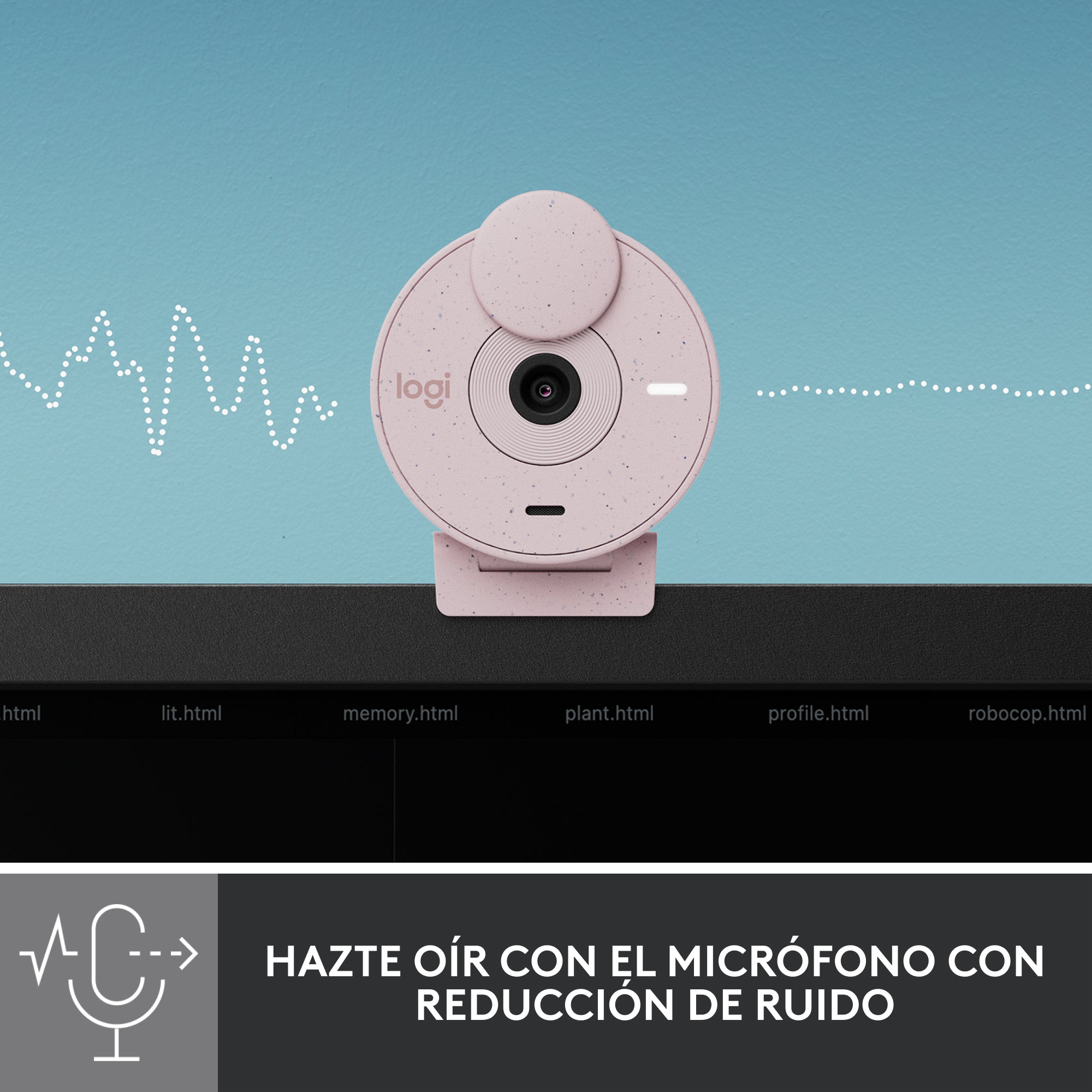 Webcam logitech brio 300 rosado full hd -  usb tipo c