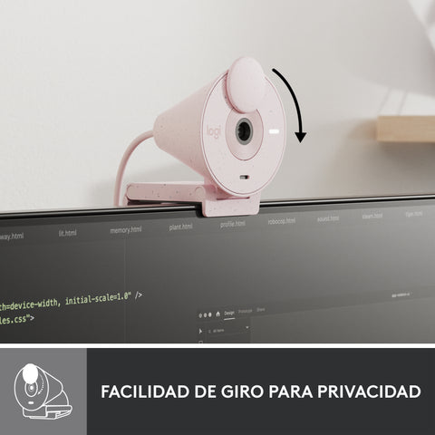 Webcam logitech brio 300 rosado full hd -  usb tipo c