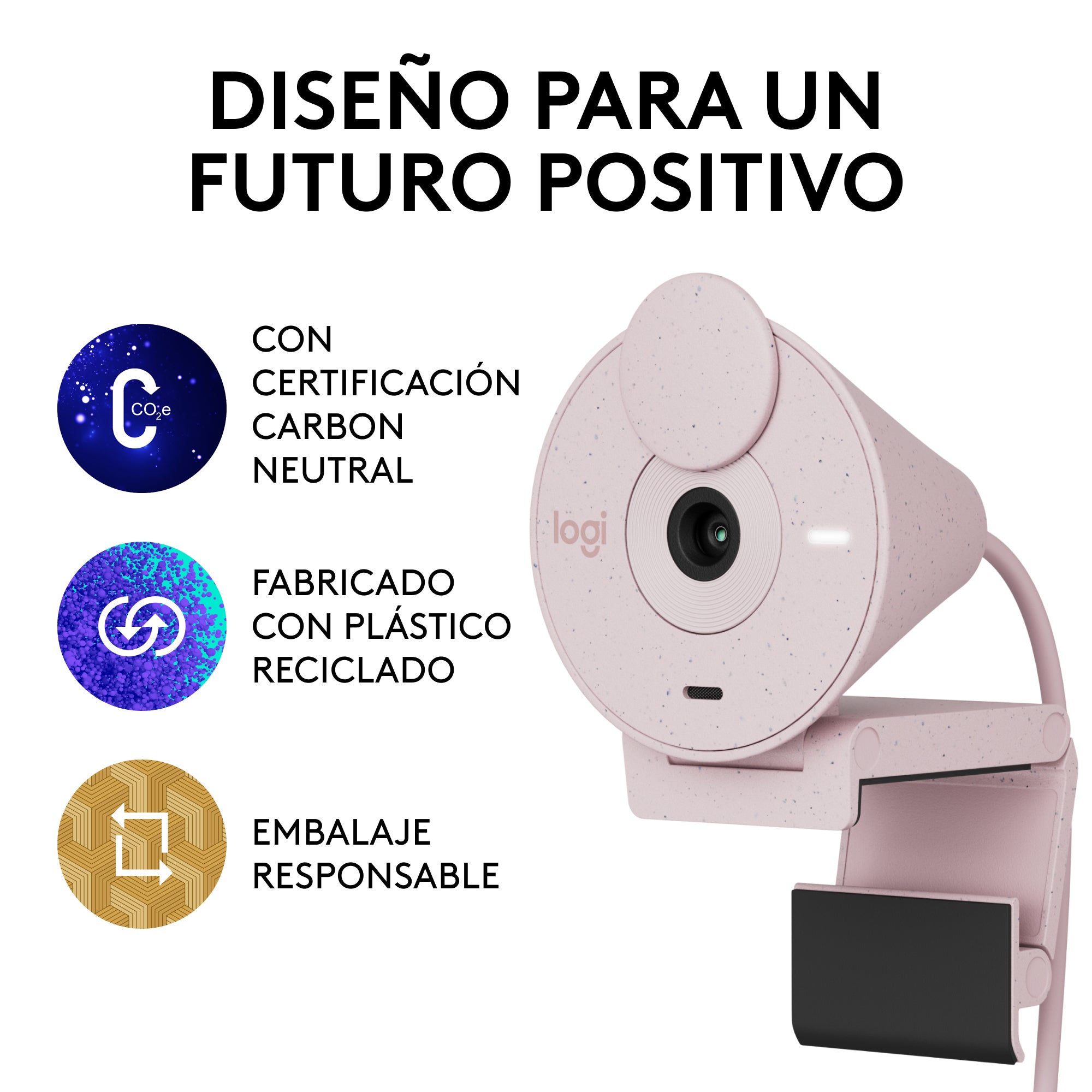 Webcam logitech brio 300 rosado full hd -  usb tipo c